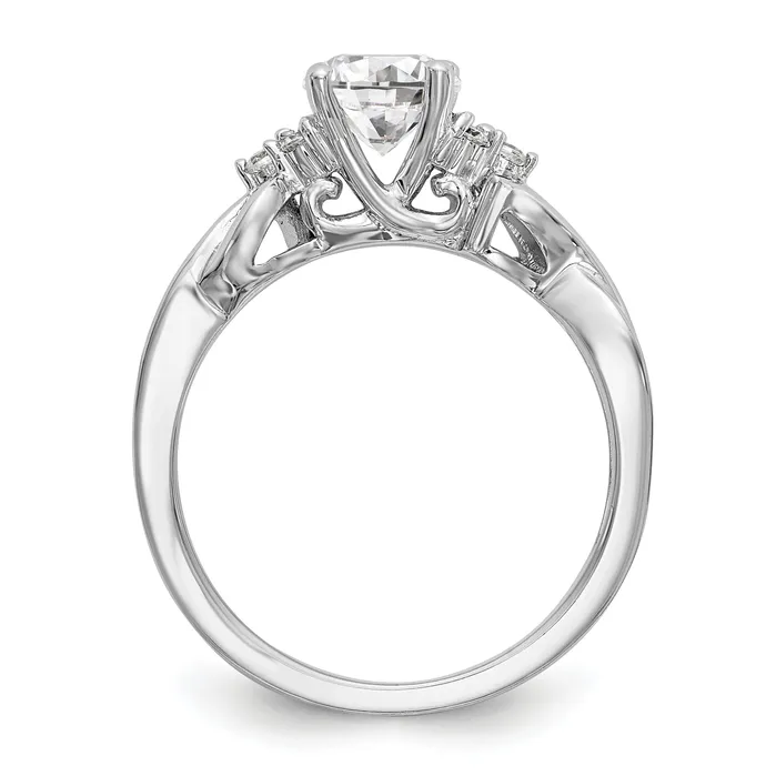 14k White Gold Diamond Round CZ Criss Cross Engagement Ring Goldiacom Rings