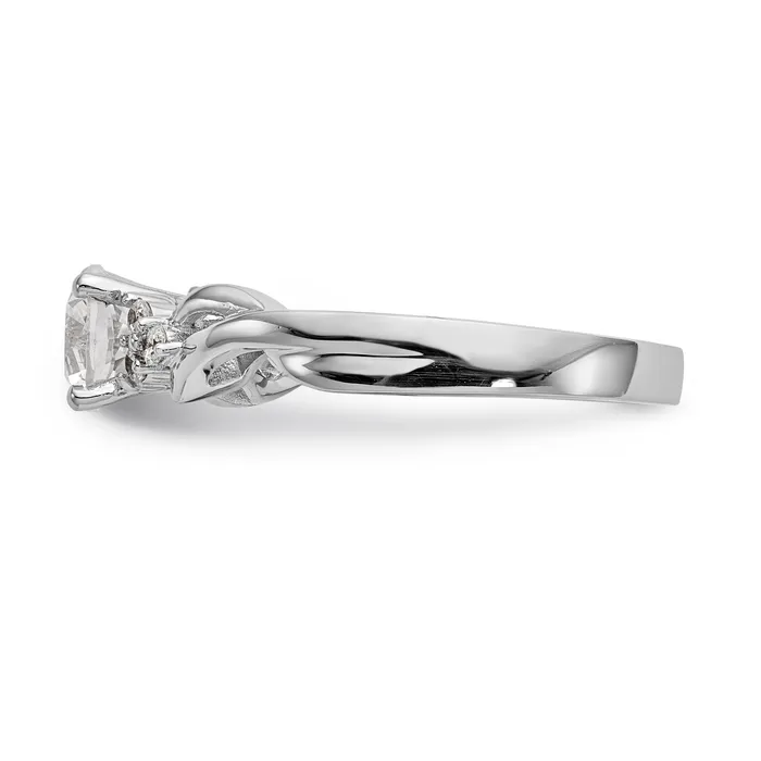 14k White Gold Diamond Round CZ Criss Cross Engagement Ring Goldiacom Rings