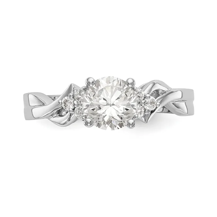 14k White Gold Diamond Round CZ Criss Cross Engagement Ring Goldiacom Rings
