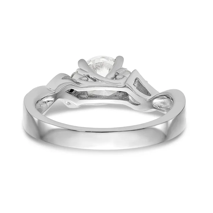 14k White Gold Diamond Round CZ Criss Cross Engagement Ring Goldiacom Rings