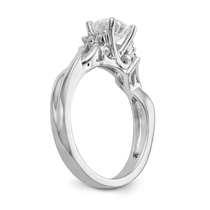 14k White Gold Diamond Round CZ Criss Cross Engagement Ring Goldiacom Rings