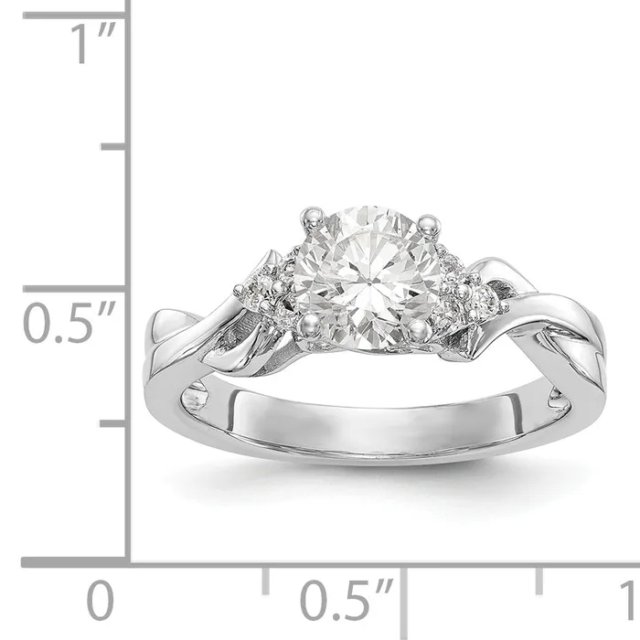 14k White Gold Diamond Round CZ Criss Cross Engagement Ring Goldiacom Rings