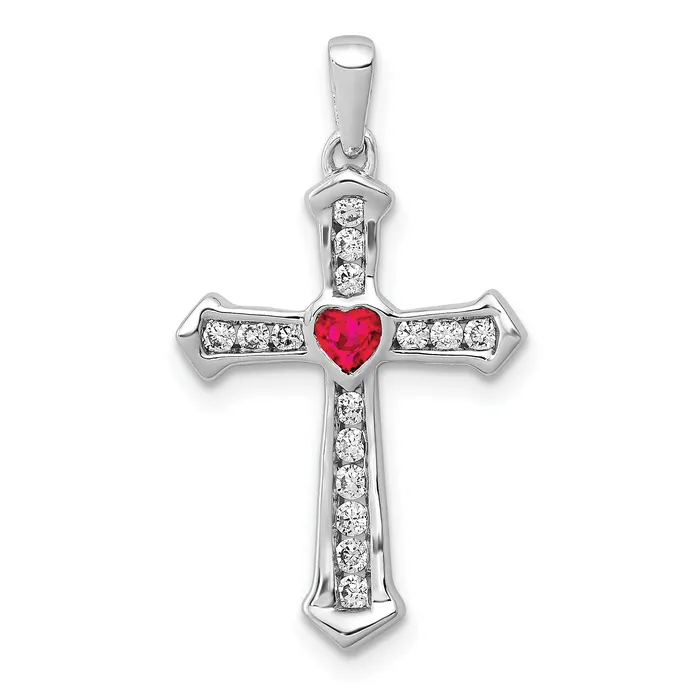 14K White Gold Lab Grown Diamond VSSI FGH Created Ruby Cross Pendant Goldia Necklaces 14K White Gold Lab Grown Diamond VSSI FGH Created Ruby Cross Pendant Goldia Necklaces