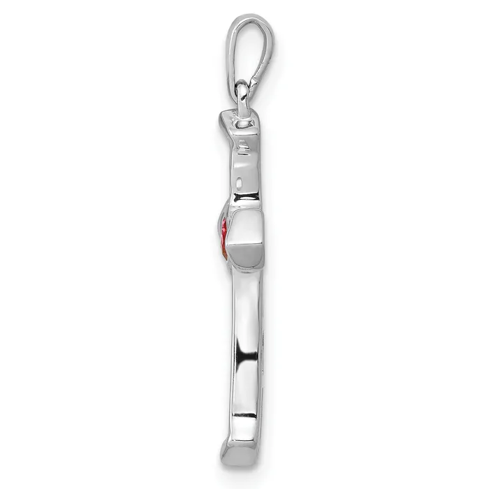 14K White Gold Lab Grown Diamond VSSI FGH Created Ruby Cross Pendant Goldia Necklaces