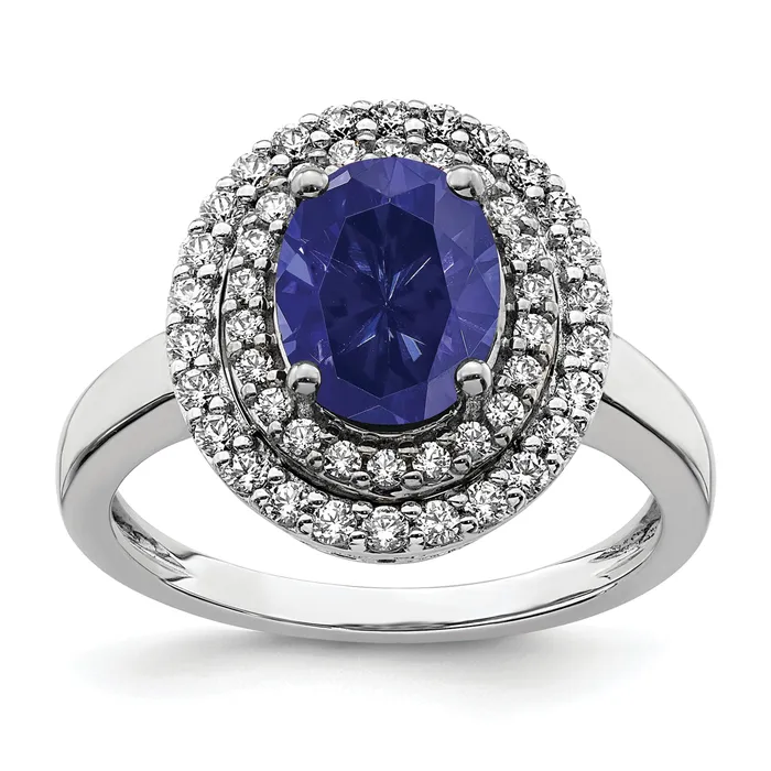 14K White Gold Lab Grown VSSI FGH Diamond Created Blue Sapphire Ring Goldia Rings 14K White Gold Lab Grown VSSI FGH Diamond Created Blue Sapphire Ring Goldia Rings