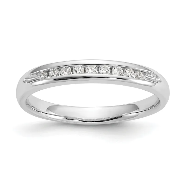14K White Gold Lab Grown VSSI G Diamond 9Stone Channel Band Ring Goldia Rings 14K White Gold Lab Grown VSSI G Diamond 9Stone Channel Band Ring Goldia Rings