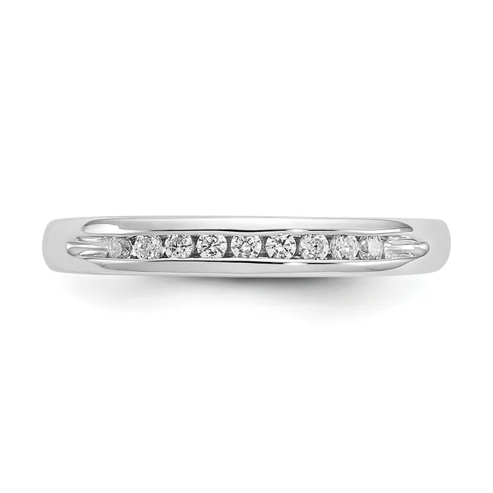 14K White Gold Lab Grown VSSI G Diamond 9Stone Channel Band Ring Goldia Rings