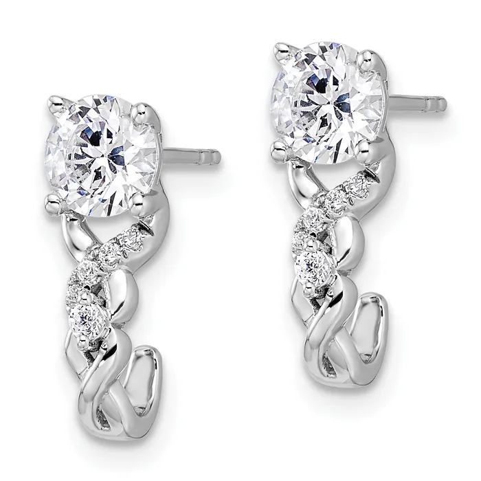 14K White Gold Lab Grown VSSI G Diamond Post Fashion Earrings Goldia Earrings