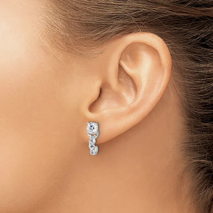 14K White Gold Lab Grown VSSI G Diamond Post Fashion Earrings Goldia Earrings