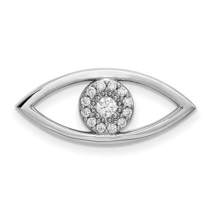 14k White Gold Medium Real Diamond Evil Eye Pendant Goldia Necklaces