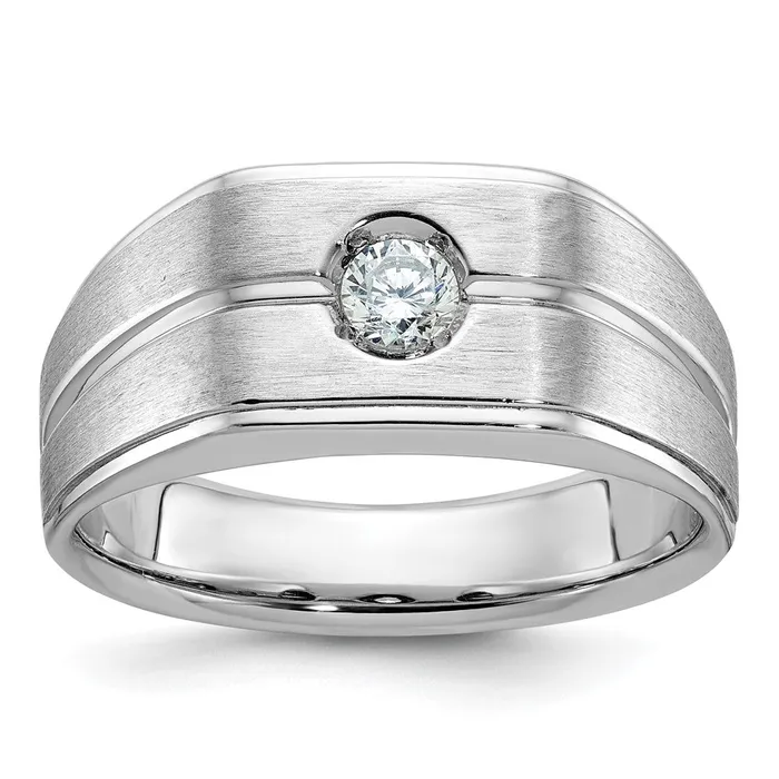 14k White Gold Mens Polished and Satin 15 carat Diamond Complete Ring Goldia Rings 14k White Gold Mens Polished and Satin 15 carat Diamond Complete Ring Goldia Rings