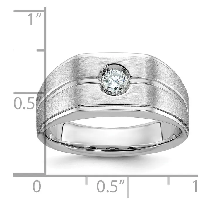 14k White Gold Mens Polished and Satin 15 carat Diamond Complete Ring Goldia Rings