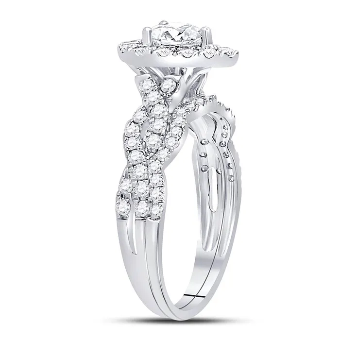 14k White Gold Pear Diamond Bridal Wedding Ring Set 1 Cttw Certified gndatlanta Rings