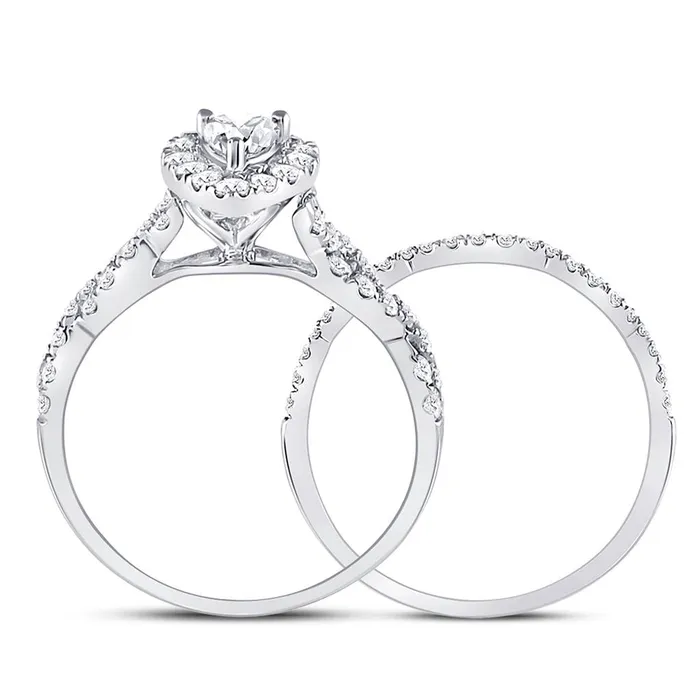 14k White Gold Pear Diamond Bridal Wedding Ring Set 1 Cttw Certified gndatlanta Rings