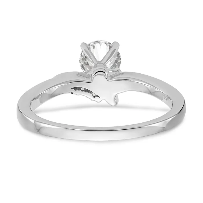 14k White Gold Peg Set Simulated Diamond By Pass Engagement Ring Goldiacom Rings