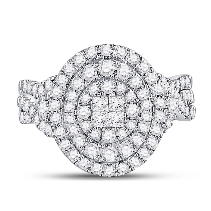 14k White Gold Princess Diamond Bridal Wedding Ring Set 114 Cttw gndatlanta Rings