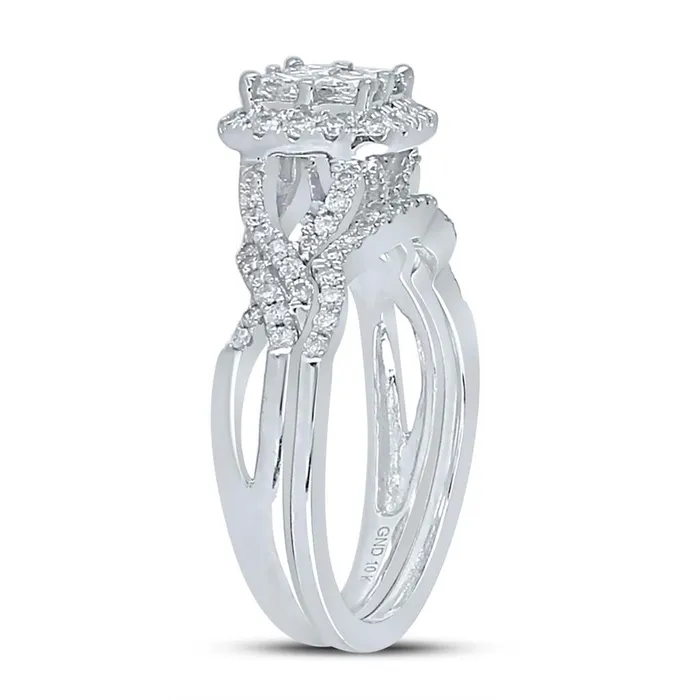 14k White Gold Princess Diamond Bridal Wedding Ring Set 1 Cttw gndatlanta Rings
