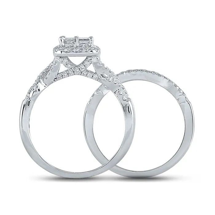 14k White Gold Princess Diamond Bridal Wedding Ring Set 1 Cttw gndatlanta Rings