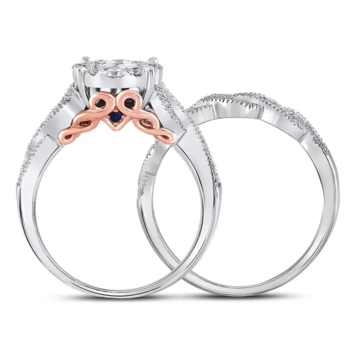 14k White Gold Princess Round Diamond Twist Wedding Ring Set 1 Cttw gndatlanta Rings 14k White Gold Princess Round Diamond Twist Wedding Ring Set 1 Cttw gndatlanta Rings