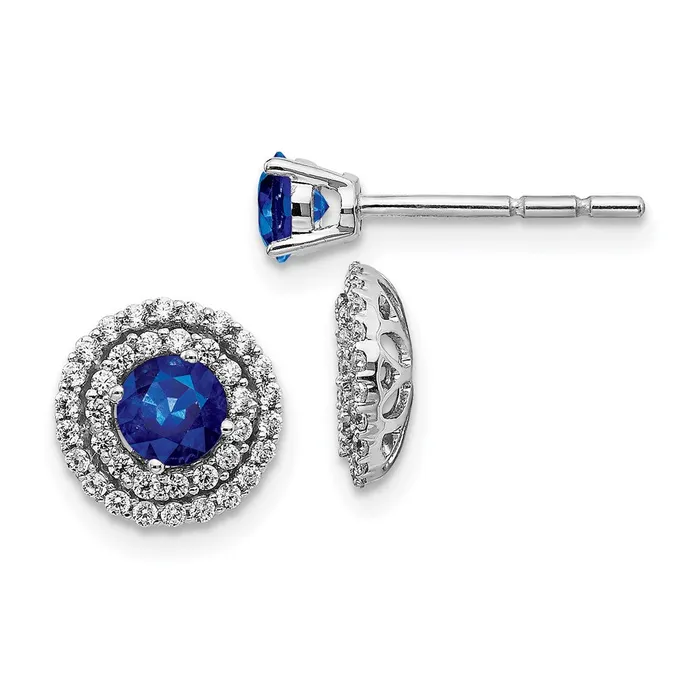 14k White Gold Real Diamond and Sapphire Stud w Jacket Earrings Goldia Earrings 14k White Gold Real Diamond and Sapphire Stud w Jacket Earrings Goldia Earrings