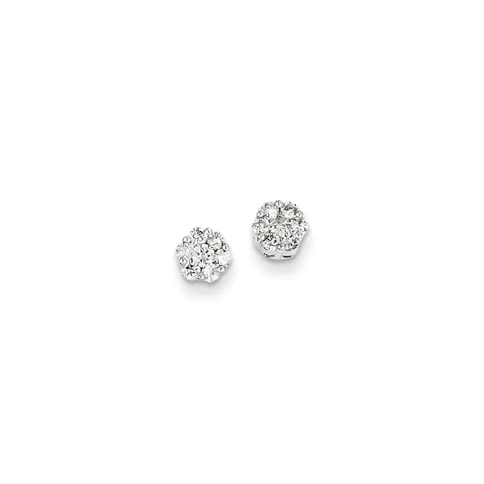 14k White Gold Real Diamond Cluster Screwback Earrings Goldia Earrings