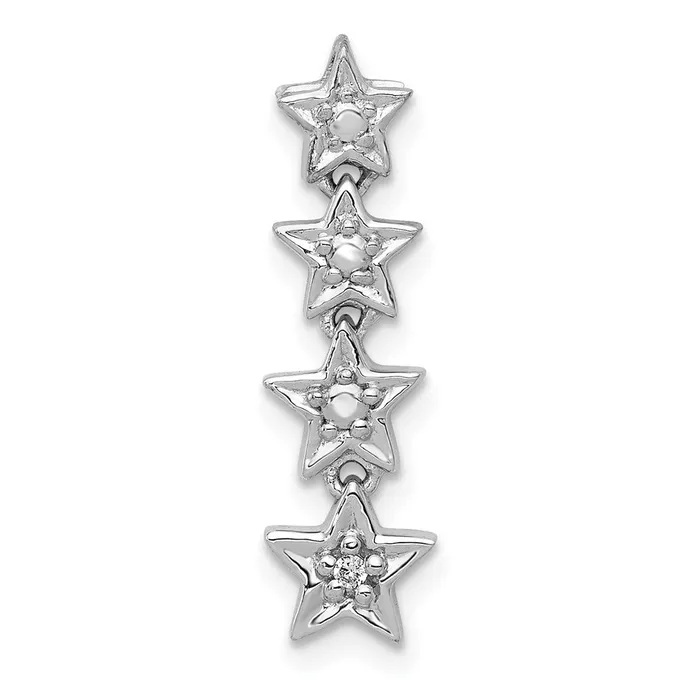 14k White Gold Real Diamond Four Stars Chain Slide Goldia Earrings