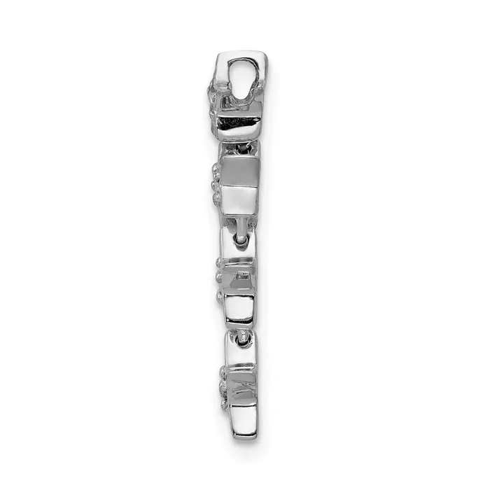 14k White Gold Real Diamond Four Stars Chain Slide Goldia Earrings