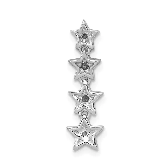 14k White Gold Real Diamond Four Stars Chain Slide Goldia Earrings