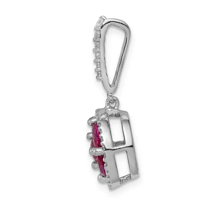 14k White Gold Real Diamond u0026 102 Ruby Circle Halo Pendant Goldia Necklaces