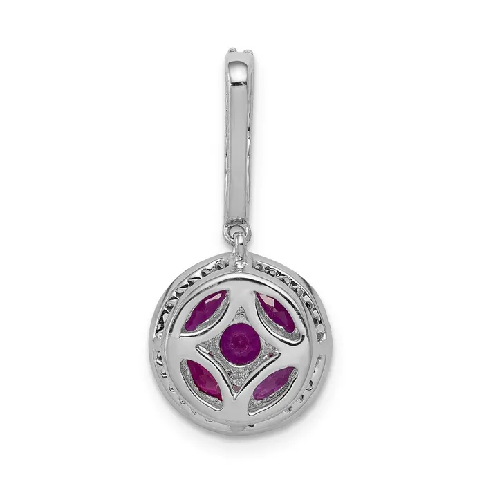 14k White Gold Real Diamond u0026 102 Ruby Circle Halo Pendant Goldia Necklaces