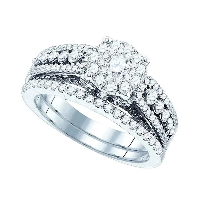 14k White Gold Round Diamond Bridal Wedding Ring Set 113 Cttw gndatlanta Rings 14k White Gold Round Diamond Bridal Wedding Ring Set 113 Cttw gndatlanta Rings