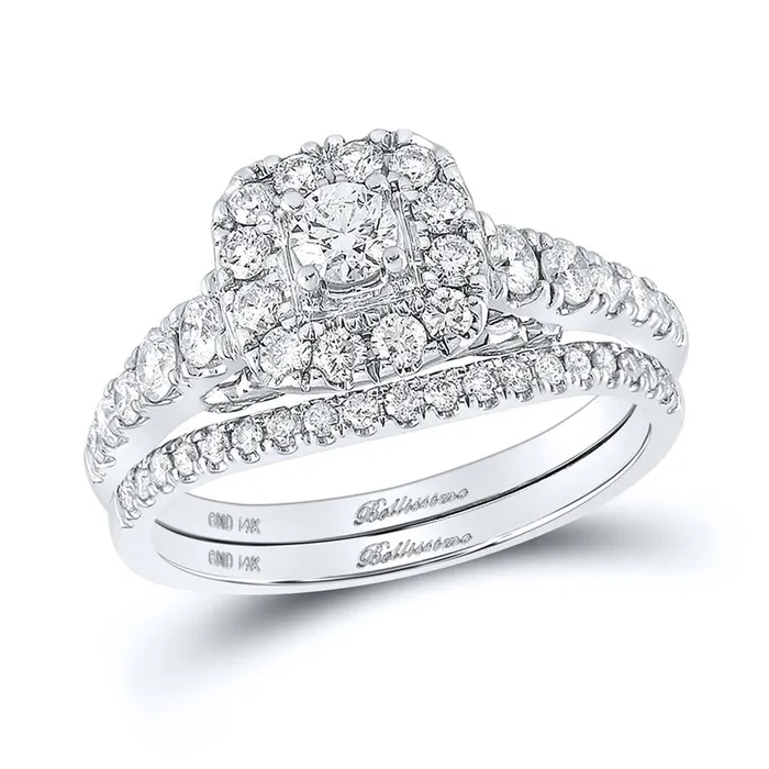 14k White Gold Round Diamond Bridal Wedding Ring Set 1 Cttw Certified gndatlanta Rings