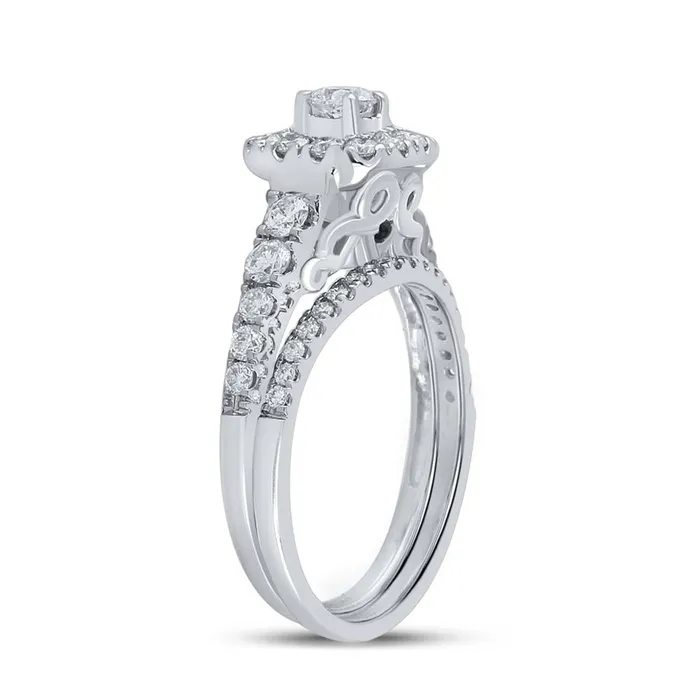 14k White Gold Round Diamond Bridal Wedding Ring Set 1 Cttw Certified gndatlanta Rings