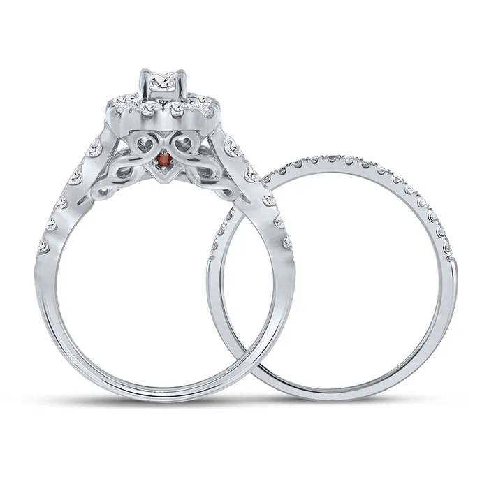 14k White Gold Round Diamond Bridal Wedding Ring Set 1 Cttw Certified gndatlanta Rings