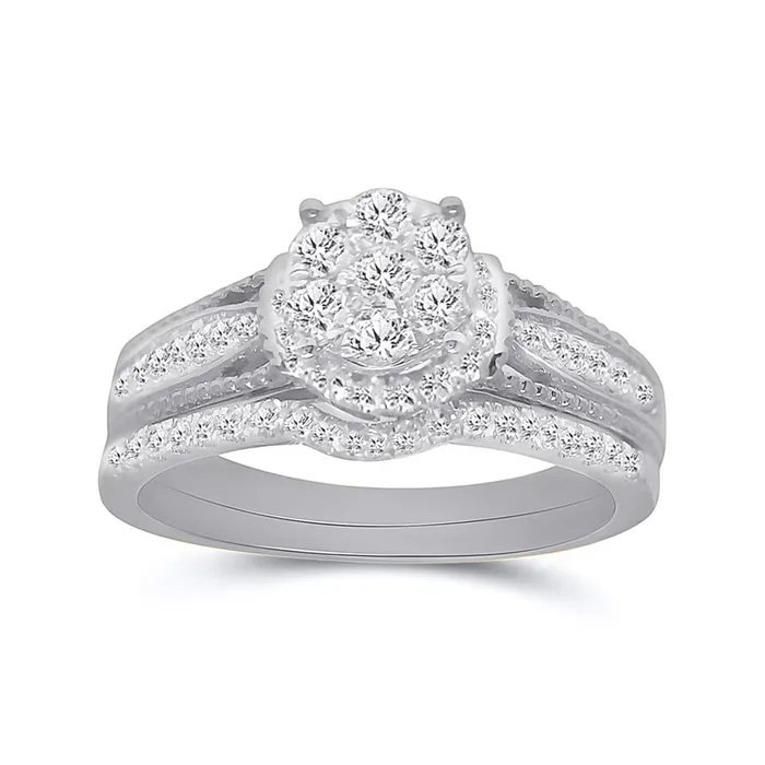14k White Gold Round Diamond Bridal Wedding Ring Set 34 Cttw gndatlanta Rings