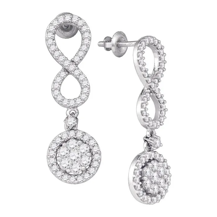 14k White Gold Round Diamond Cluster Dangle Infinity Earrings 113 Cttw gndatlanta Earrings 14k White Gold Round Diamond Cluster Dangle Infinity Earrings 113 Cttw gndatlanta Earrings