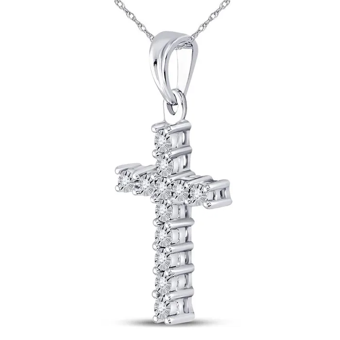 14k White Gold Round Diamond Cross Pendant 120 Cttw gndatlanta Necklaces