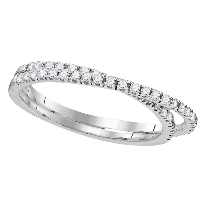 14k White Gold Round Diamond Double Row Crossover Band Ring 14 Cttw gndatlanta Rings 14k White Gold Round Diamond Double Row Crossover Band Ring 14 Cttw gndatlanta Rings