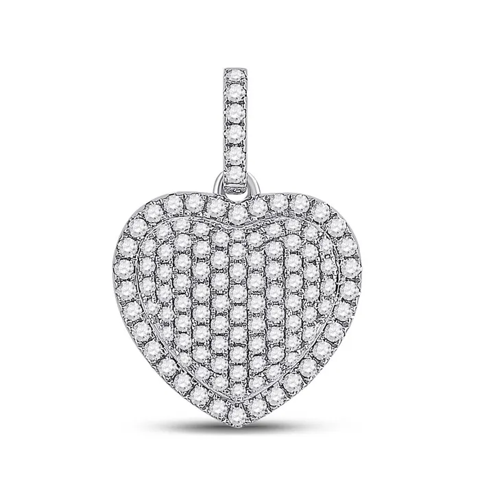 14k White Gold Round Diamond Heart Pendant 1 Cttw gndatlanta Necklaces 14k White Gold Round Diamond Heart Pendant 1 Cttw gndatlanta Necklaces