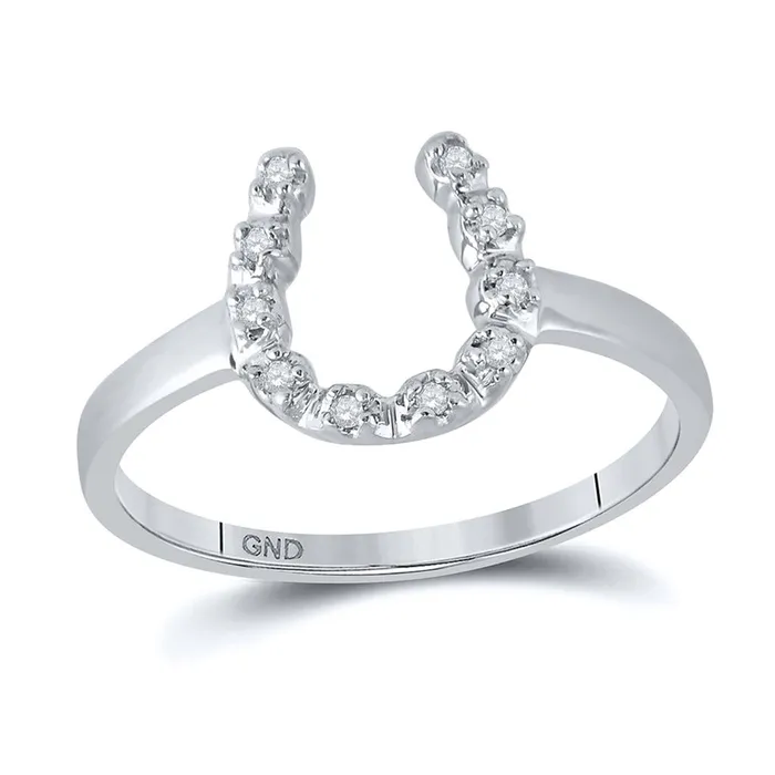 14k White Gold Round Diamond Lucky Horseshoe Ring 120 Cttw gndatlanta Rings 14k White Gold Round Diamond Lucky Horseshoe Ring 120 Cttw gndatlanta Rings