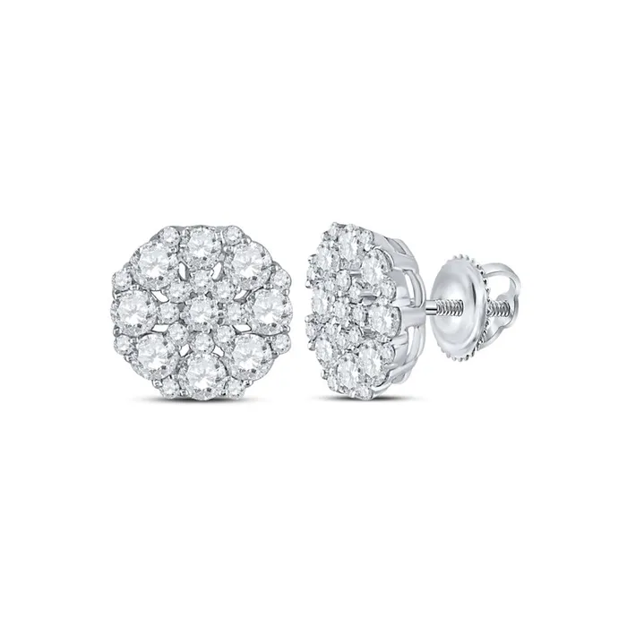 14k White Gold Round Diamond Octagon Cluster Earrings 112 Cttw gndatlanta Earrings 14k White Gold Round Diamond Octagon Cluster Earrings 112 Cttw gndatlanta Earrings