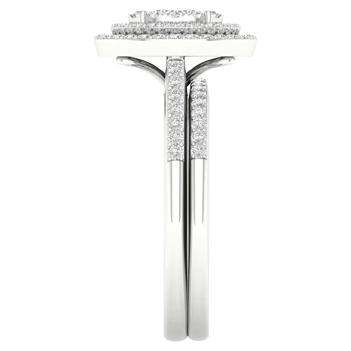 14k White Gold Round Diamond Oval Bridal Wedding Ring Set 12 Cttw gndatlanta Rings