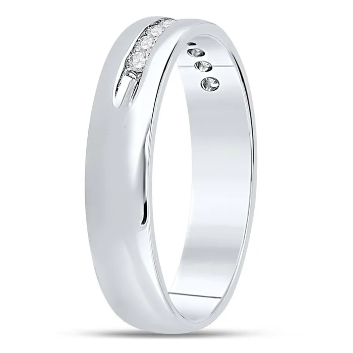 14k White Gold Round Machine Set Diamond Wedding Channel Band Ring 14 Cttw gndatlanta Rings