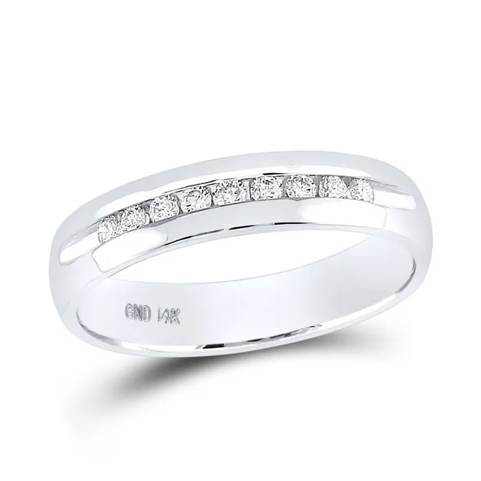 14k White Gold Round Machine Set Diamond Wedding Channel Band Ring 14 Cttw gndatlanta Rings