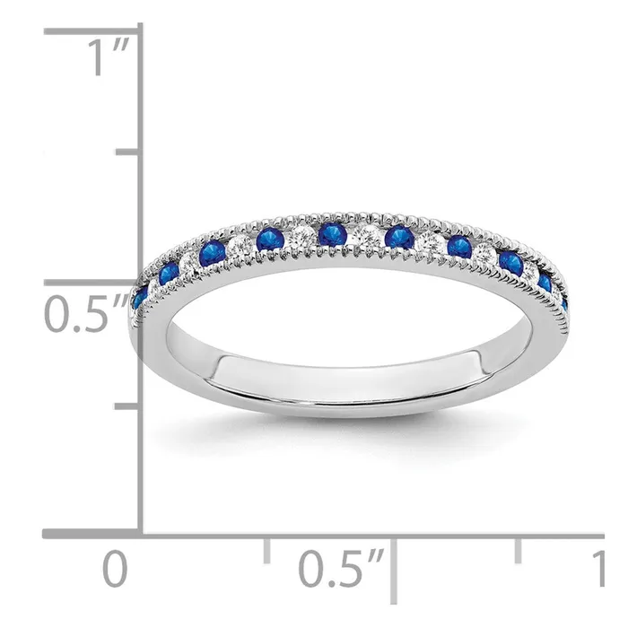 14k White Gold Sapphire and Real Diamond Band Goldia Rings