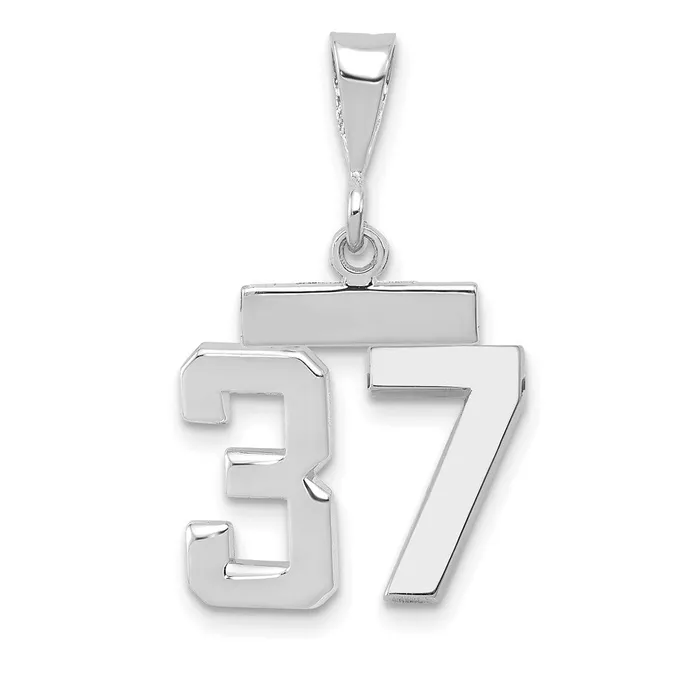 14k White Goldw Small Polished Number 37 Charm Goldia Charm Necklaces
