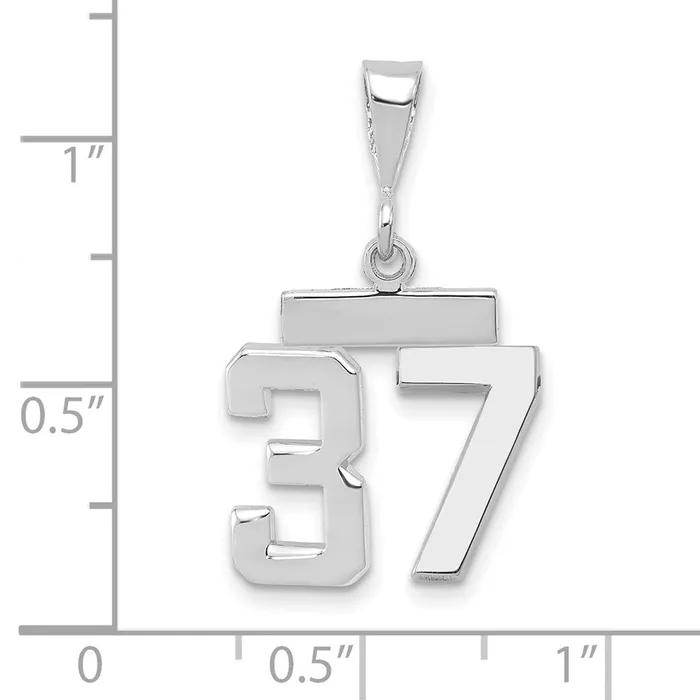 14k White Goldw Small Polished Number 37 Charm Goldia Charm Necklaces