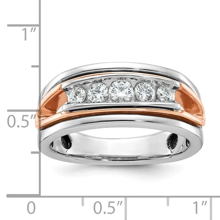 14k WhiteRose Gold Twotone Gold WhiteRose Gold Mens 12 carat Diamond Complete Ring Goldia Rings