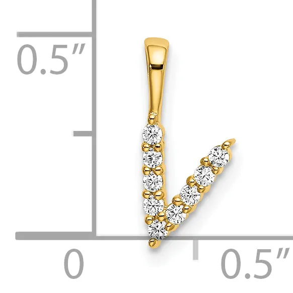 14k Yellow Gold 110 Ct Lab Grown Diamond VSSI G Letter V Initial Pendant Goldia Necklaces