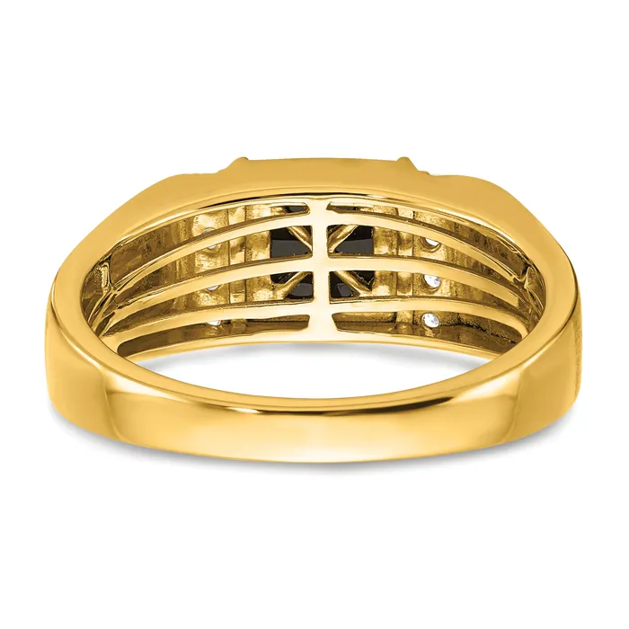 14k Yellow Gold 18 Ct Lab Grown Diamond VSSI G and Onyx Mens Ring Goldia Rings